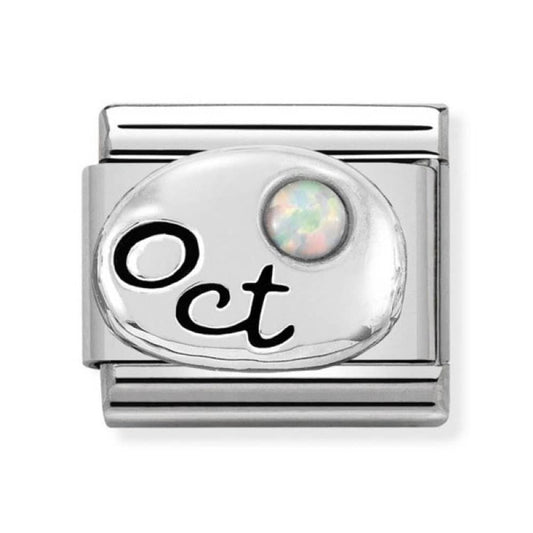 Nomination Silver October Birthstone White Opal Charm Link 33050510