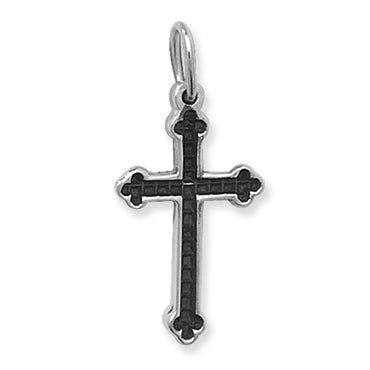 Silver Dark Grey Cross Pendant PLP391B