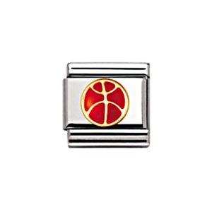 Nomination Classic Gold And Red Basketball Sport Charm Link 03020308