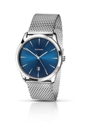 Sekonda Mens Quartz Watch With Blue Dial Analogue Display and Silver Stainless Steel 1065