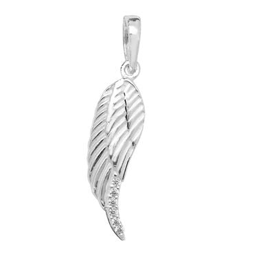 Silver Angel Wing CZ Pendant PLP127C