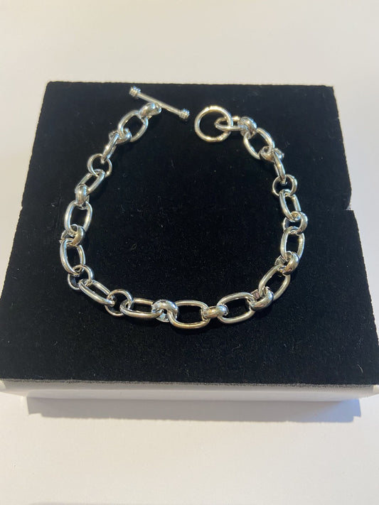 Silver Bracelet Classic Oval Ring & Round Ring