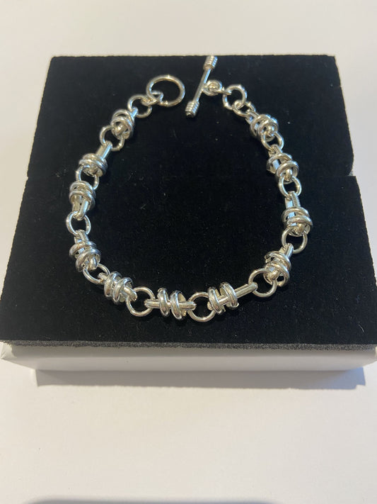 Silver Bracelet unusual design of double and single rings