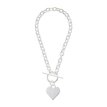 Silver Chunky Necklace with Classic Heart