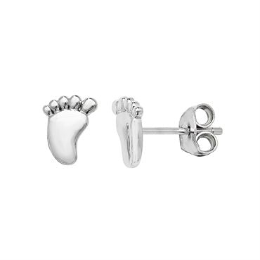 Silver Footprint Stud Earrings PLE283A
