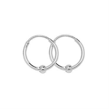 Silver Hoop with Bead Earrings PLE762A