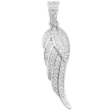 Silver Large CZ Angel Wing Pendant PLP045A
