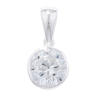 Silver Round White CZ Pendant