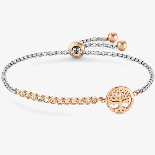 Nomination Milleluci Rose Gold Finish Tree Life Pave Half Bangle Toggle Bracelet 028009017